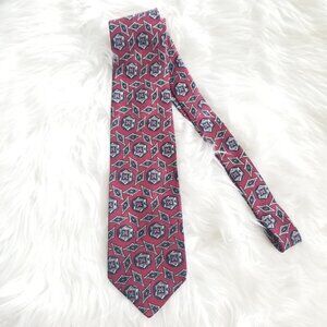 Fridays by Cluett Vintage Red Blue Geometric Patterned Neck Tie Business Casual